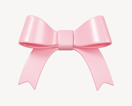 Pink ribbon bow, 3D illustration