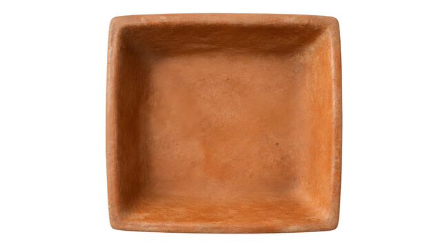 Small Terracotta Pot for Plants Square Shaped Close Up Studio Shot