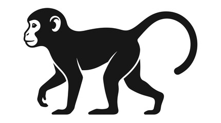 Silhouette of a monkey walking, isolated on white background, vector illustration © gedang