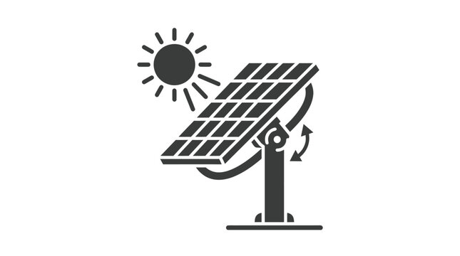 Single axis solar tracking system icon with sun rays.