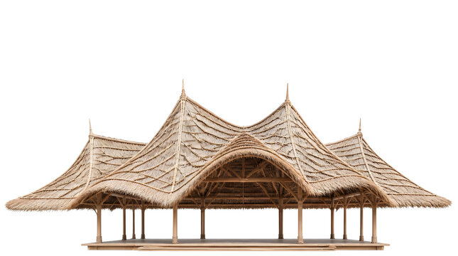 Tropical Bungalow Hut with Thatched Roof for Relaxing Vacation