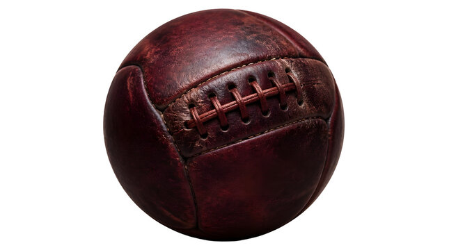 Vintage Brown Leather Rugby Ball with Laces Studio Shot