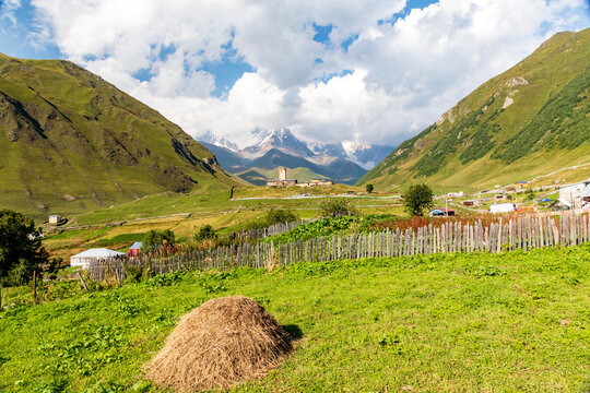 Western Asia, South Caucasus, Republic of Georgia, Samegrelo-Zemo, Svaneti. Ushguli is a settlement of 5 villages. Lamaria Church.