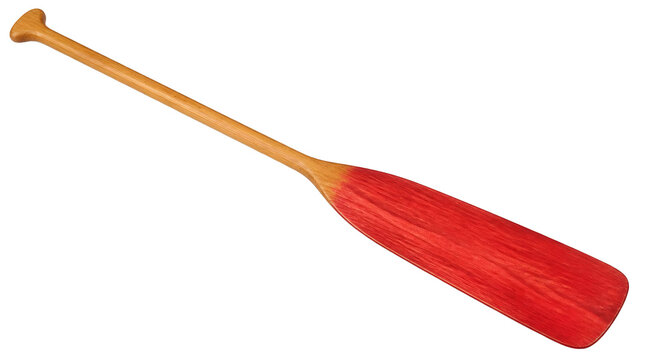 Wooden Oar Red Blade Handle Nautical Water Sport Equipment