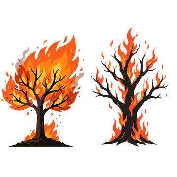 Burning tree vector