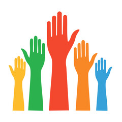 Fototapeta premium Colorful raised hands illustration