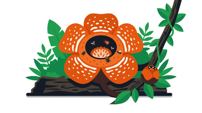 Rafflesia Flower with Flies in Jungle Environment
