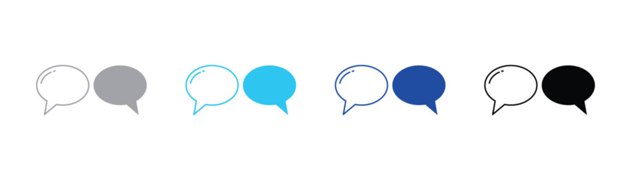 Speech bubble icons set for chat messaging and communication interface with communication dialogue conversation business feedback illustration isolated background collection application
