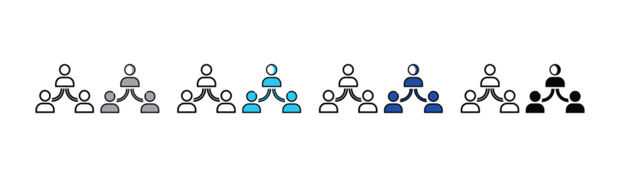 Organizational structure network icon with connected user profiles for team management organization management business connection structure corporate hierarchy communication collaborative