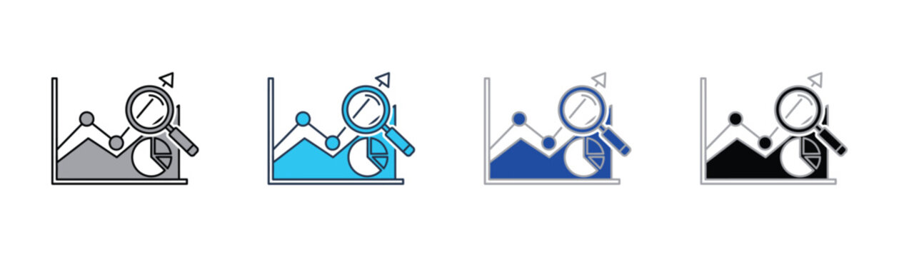 Business data analysis concept with graph and magnifying glass analysis magnifying research business statistics marketing investment strategy planning corporate performance information