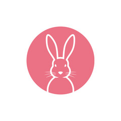 Obraz premium Minimalist Rabbit Silhouette Icon Set in a Pink Circular Frame Design