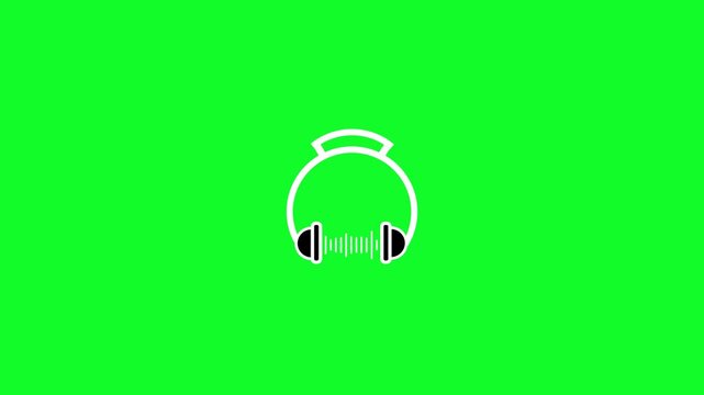 Audio headphone icon waveform background.Representing digital audio and music animation.Music wave, voice signal frequency and digital voice visualization.