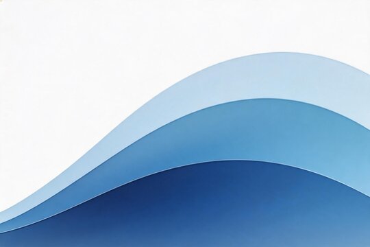 Abstract blue wave shapes on white background