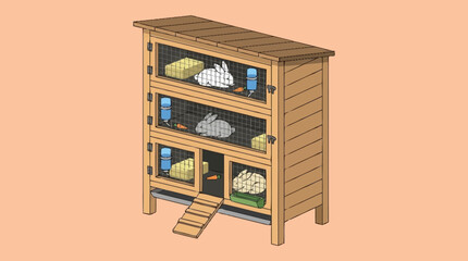 a wooden chicken coop with nesting boxes. © Agus