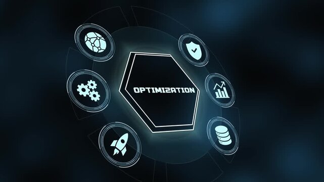 Process optimization and efficiency improvement concept with digital icons on abstract background for corporate growth