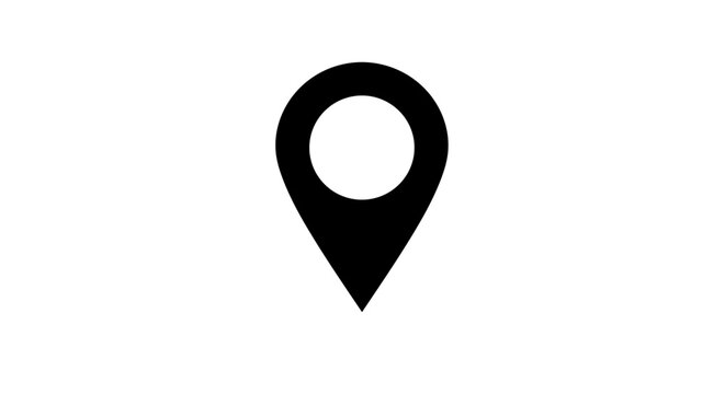 Black Map Pin Icon Symbol.