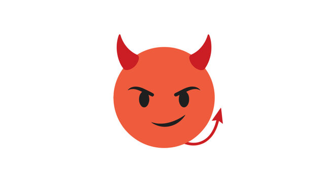 Devil Emoji Face with Horns and Tail - Mischievous Character