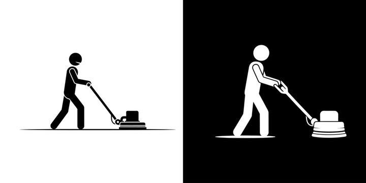 Person operating a floor buffer or polishing machine