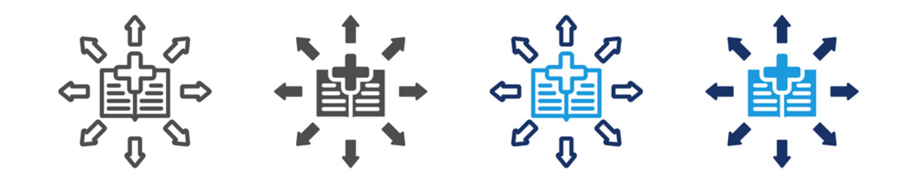 decentralized study icon set with multiple concept