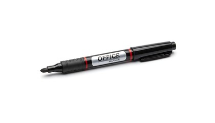 Fototapeta premium Black Office Marker Pen on White Surface