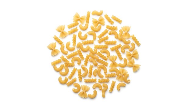 Curved and Rigati Pasta Shapes Circular Arrangement