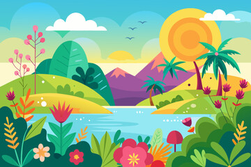 Fototapeta premium summer landscape with tropical island
