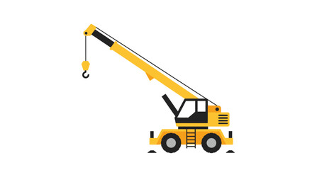 Yellow Mobile Crane Construction Machine Flat Icon © penyok