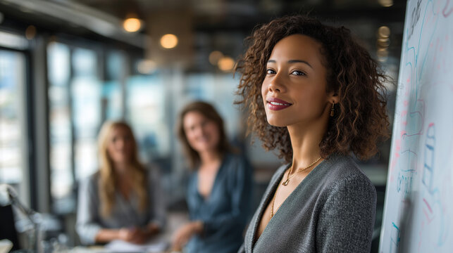 Candid shot of three women professionals at work