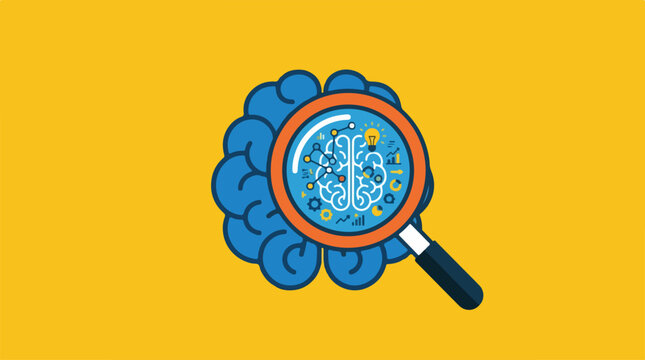 Magnifying Glass Brain Analysis.