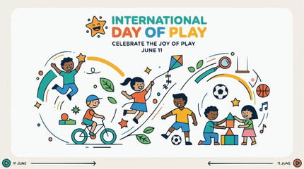 Naklejka premium Celebrate the Joy of Play this International Day of Play on June 11th with fun activities and games for everyone