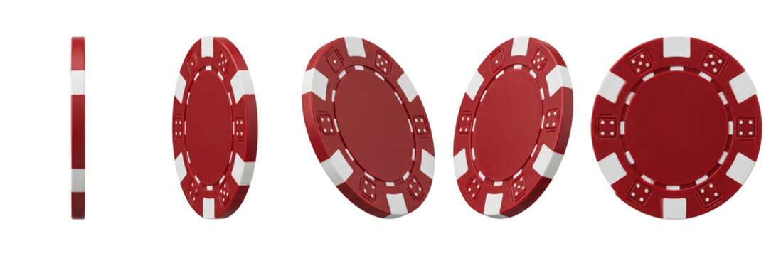 Red Poker Chips Set - Different Angles and Perspectives