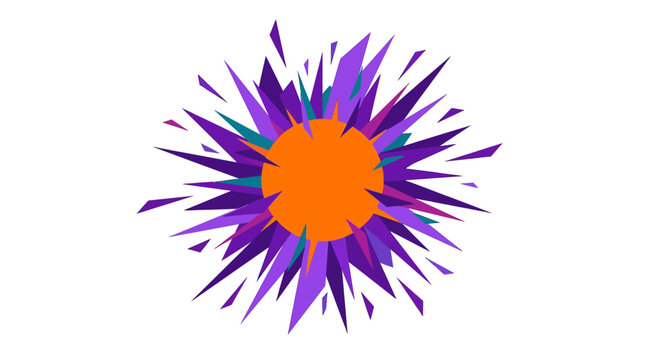Vibrant abstract purple and orange explosion graphic design element