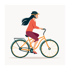 Naklejka premium Woman in helmet riding a bicycle
