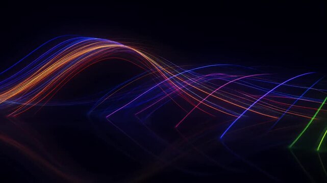 Pride month Abstract rainbow neon line colorful light wave pride month background glowing curve pattern spectrum color motion dark gradient backdrop LGBT concept art futuristic energy flow vibrant