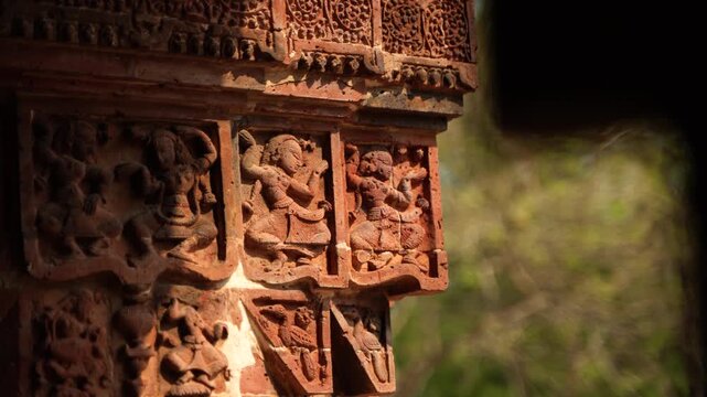 The Madanmohan Temple in Bishnupur is one of the architectural monuments of terracotta art. Animals, Birds, Black Sapphire, 10 Avatars and other mythological stories are depicted in architecture.