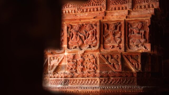 The Madanmohan Temple in Bishnupur is one of the architectural monuments of terracotta art. Animals, Birds, Black Sapphire, 10 Avatars and other mythological stories are depicted in architecture.