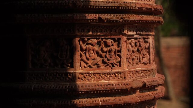 The Madanmohan Temple in Bishnupur is one of the architectural monuments of terracotta art. Animals, Birds, Black Sapphire, 10 Avatars and other mythological stories are depicted in architecture.