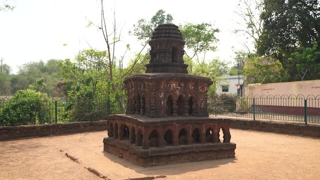 This small chariot is made of laterite stone. It is located in Bishnupur.