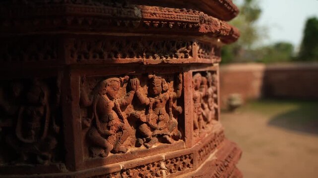 The Madanmohan Temple in Bishnupur is one of the architectural monuments of terracotta art. Animals, Birds, Black Sapphire, 10 Avatars and other mythological stories are depicted in architecture.