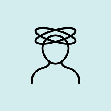 Icon showing stars or swirls around a head to represent dizziness.