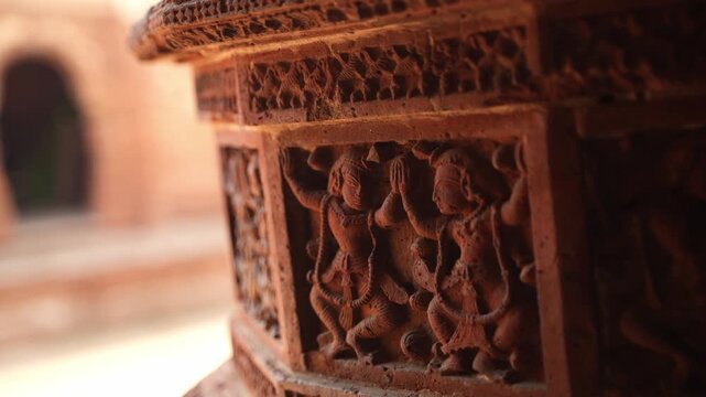 The Madanmohan Temple in Bishnupur is one of the architectural monuments of terracotta art. Animals, Birds, Black Sapphire, 10 Avatars and other mythological stories are depicted in architecture.