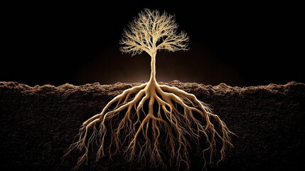 Fototapeta premium Tree with Deep Roots | Concept of Foundation and Growth