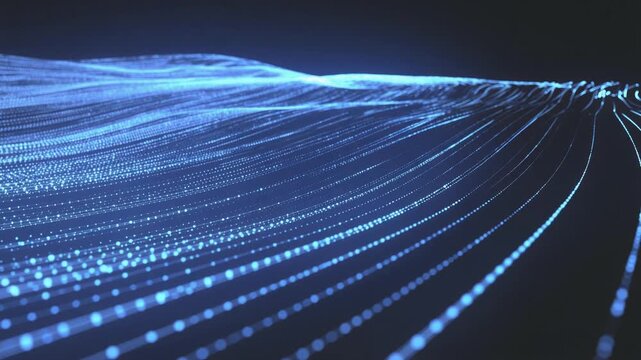 青いデータストリームが流れるサイバー背景ループ