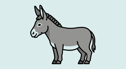 Fototapeta premium Cute Stylized Donkey Character Standing Sideways - Vector Art