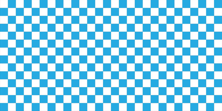 Abstract light blue and white checkerboard background with seamless geometric square grid pattern. Bright sky blue checkered backdrop for retro pop art, tablecloth, and modern banner design.
