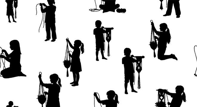 Silhouette Figures Engaged in Various Hobbies and Activities.