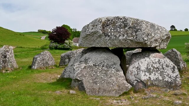 Stone dolmen burial ground stone ages, Denmark, Mols Bjerg National Park