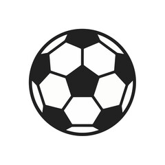 Naklejka premium A black and white flat design soccer ball icon - ideal for sports branding, web design, app icons, digital graphics, and educational materials