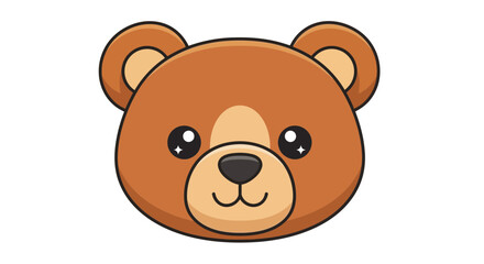 Fototapeta premium Cute Kawaii Brown Bear Head Vector Illustration Isolated on White