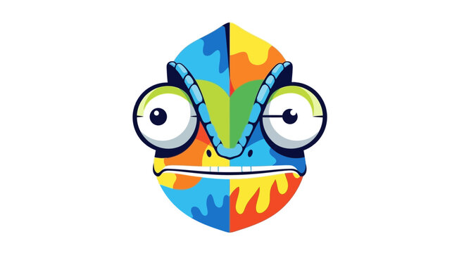 colorful cartoon frog face with big eyes